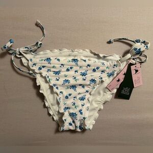 Blue Floral Bikini Bottom Tie Side Extra Cheeky Mix & Match XXS